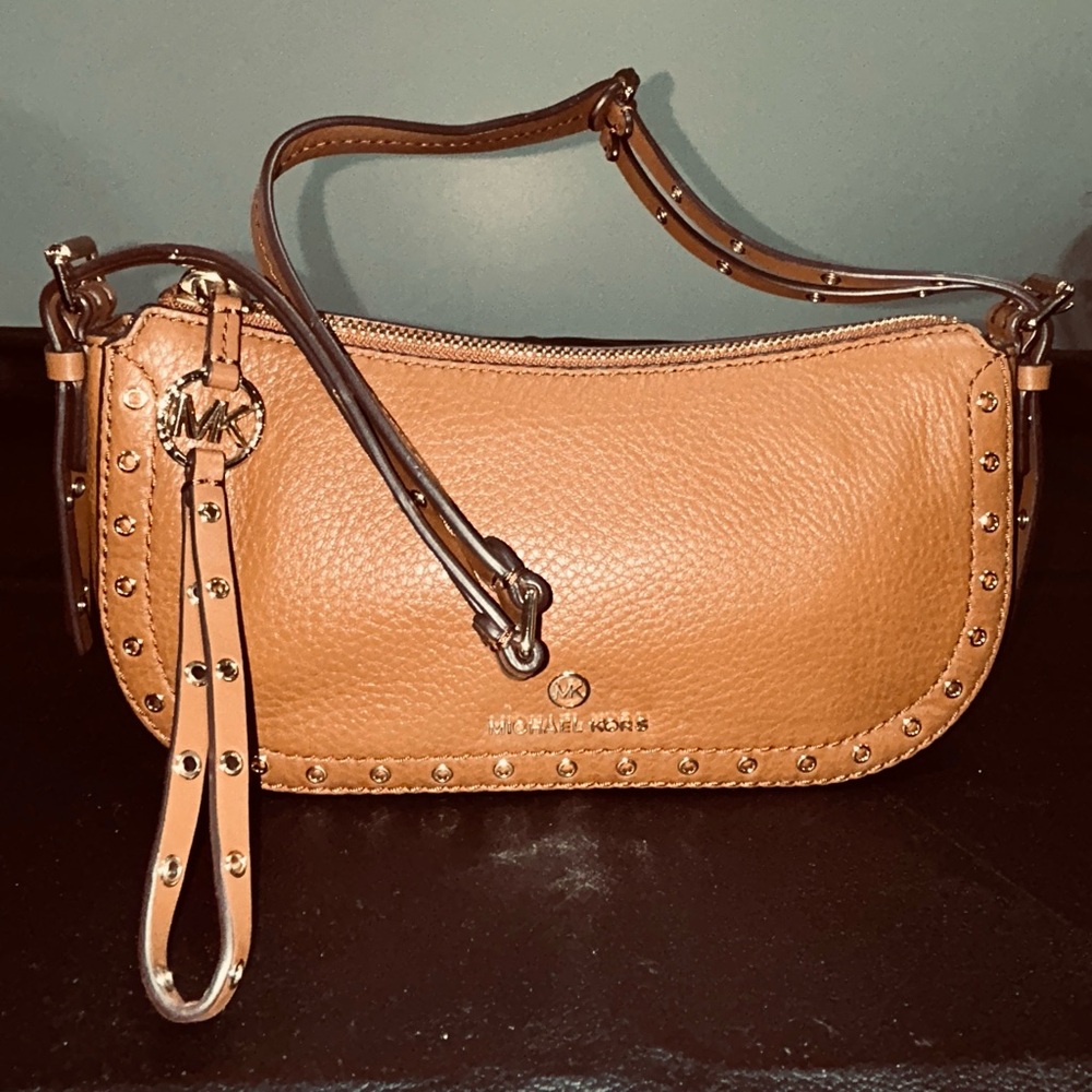 Michael Kors Tan Leather Shoulder Bag Handbag or purse with Elegant Tassel